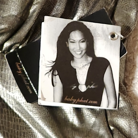 VTG Baby Phat 3X Bikini Set Pewter Snakeskin Metallic Babydoll Top Y2K Plus Size - Picture 4 of 16